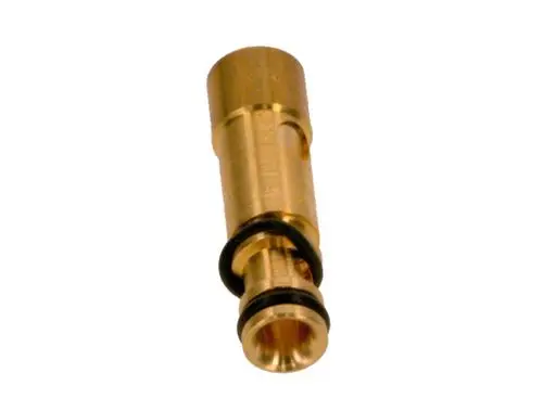 Metallisches Venturi-Rohr von Bosch mit schwarzem O-Ring. Das Produkt hat eine zylindrische Form und eine Öffnung an einem Ende.